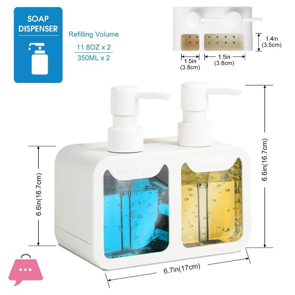 Kitchen Soap Dispenser Set, with Hand and Dish Soap, Sponge Caddy and Brush Holder 4-in-1
