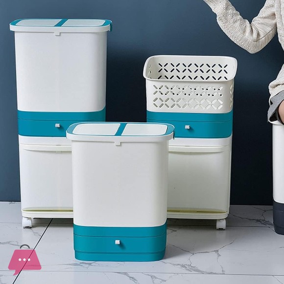 Kitchen Trash Can Household Double Layer Garbage Truck Storage Box with Lid