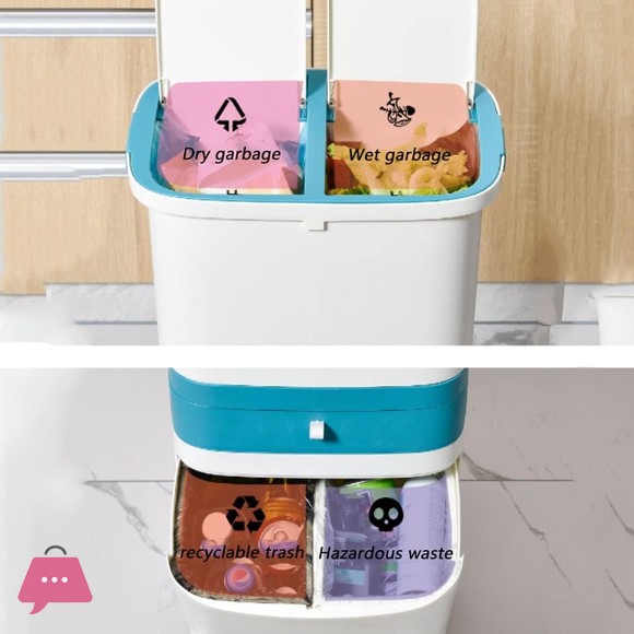 Kitchen Trash Can Household Double Layer Garbage Truck Storage Box with Lid