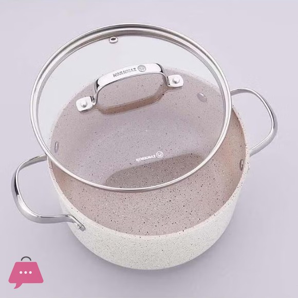 Korkmaz Alu Granita 7 Pieces Cookware Set Non-Stick Aluminum Granite Coated Induction Base Cookware Set - KA1272 Turkey Made