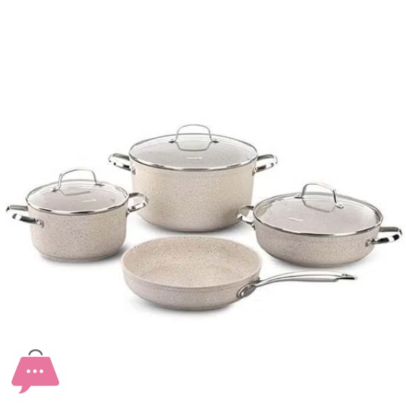 Korkmaz Alu Granita 7 Pieces Cookware Set Non-Stick Aluminum Granite Coated Induction Base Cookware Set - KA1272 Turkey Made