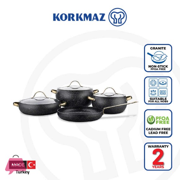 Korkmaz Berilla Non-Stick Cookware Set - 7 Piece - A2610 Turkey Made