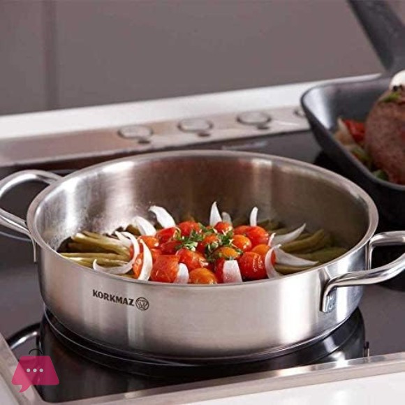 Korkmaz Cooking Pot Perla Casserole, Stainless Steel 22X11cm 4.0L - A1656 - Turkey Made