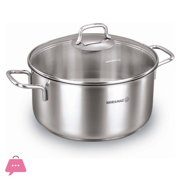 Korkmaz Cooking Pot Perla Casserole, Stainless Steel 22X11cm 4.0L - A1656 - Turkey Made