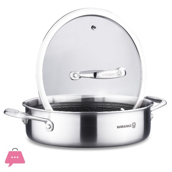Korkmaz Honeycomb Laser Coated Altima 24x7 cm Short Pot Low Casserole A3874 - Turkey Made