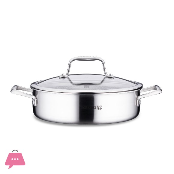 Korkmaz Honeycomb Laser Coated Altima 24x7 cm Short Pot Low Casserole A3874 - Turkey Made