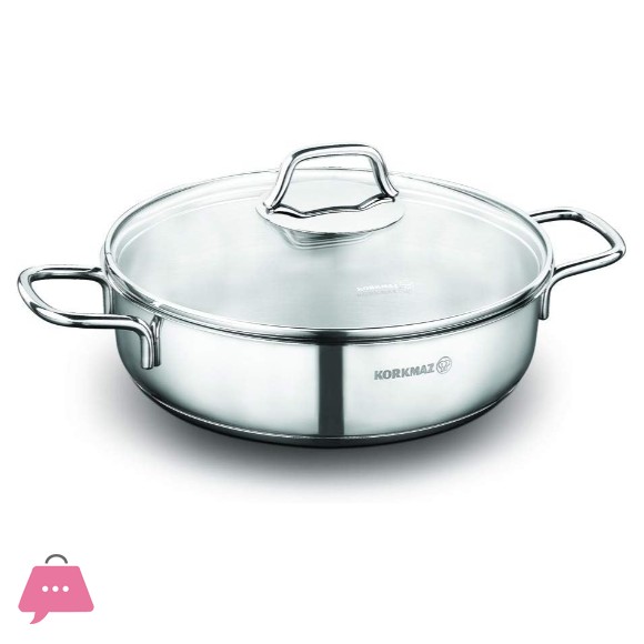 Korkmaz Perla Stainless Steel Casserole Pot 22 x 6cm 2.3 liter - Turkey Made - A1833
