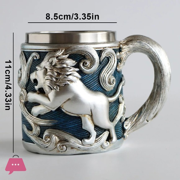 Livenda Lion Embroidered Steel Mug