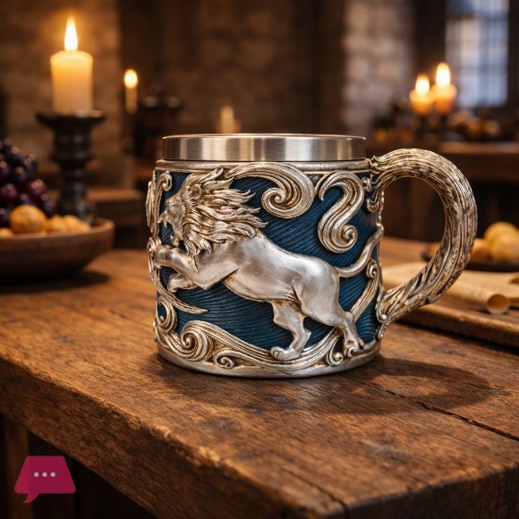 Livenda Lion Embroidered Steel Mug