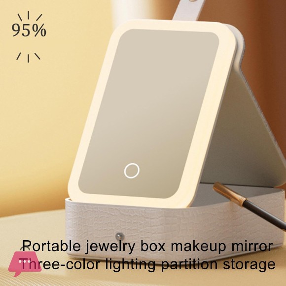 Makeup Case with Lighted Mirror Cosmetic Storage Box