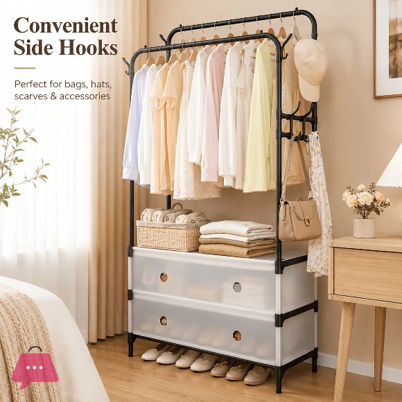 Metal Floor-Standing Clothes Drying Rack