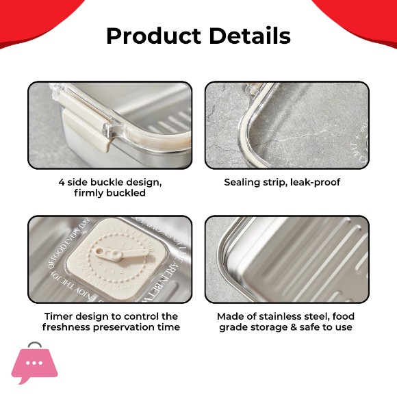 Microwaveable Stainless Steel Lunch Box Food Container Leak-proof Lid Bento Box