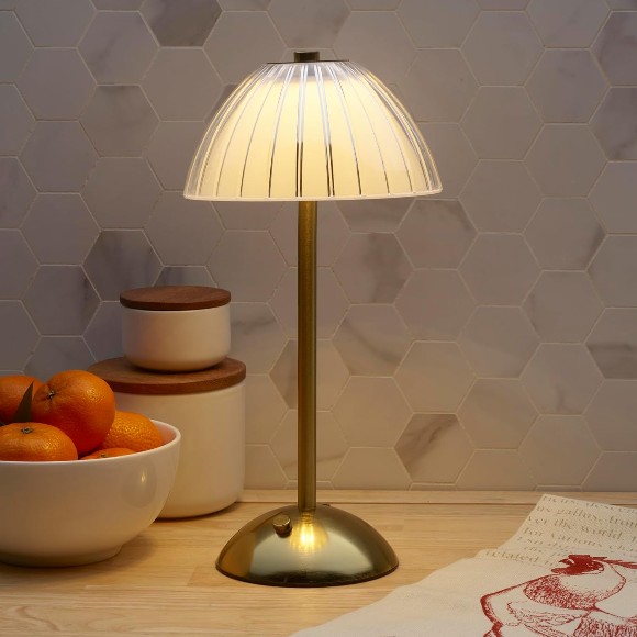 Mikasa Acrylic and Metal Rechargeable Cordless LED Lamp with Opaque Shade 5.9x5.9x11 Inch