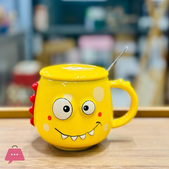 Monster Ceramic Mug Set with Lid and Spoon