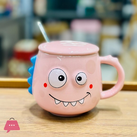 Monster Ceramic Mug Set with Lid and Spoon