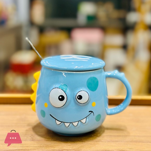 Monster Ceramic Mug Set with Lid and Spoon