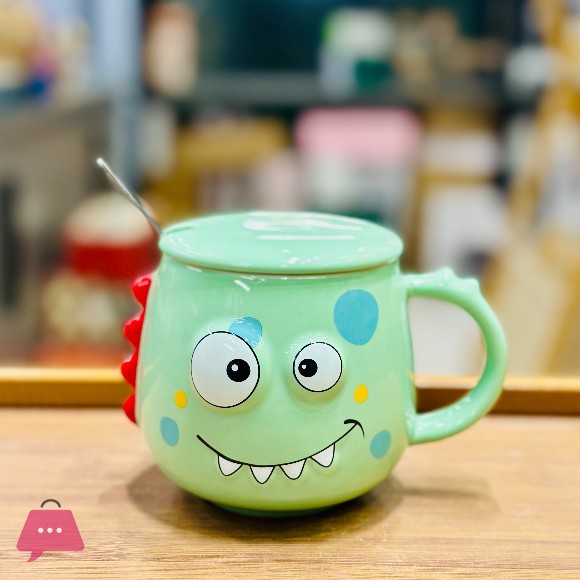 Monster Ceramic Mug Set with Lid and Spoon