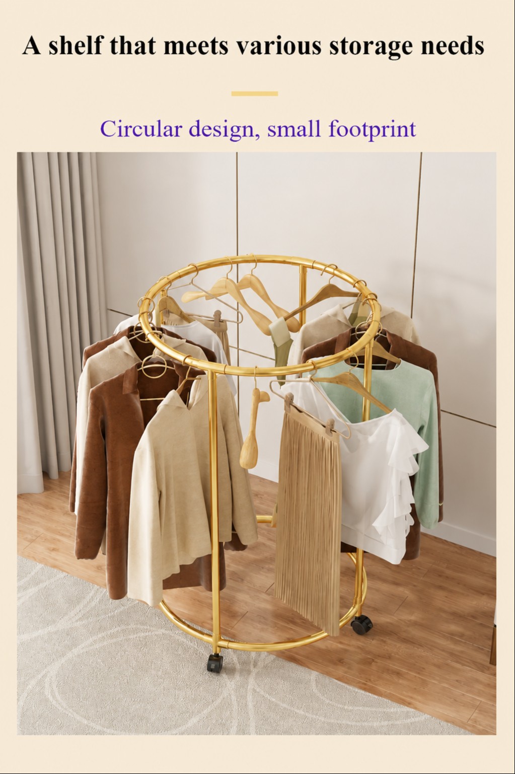 multifunctional-rotating-circular-drying-rack-with-floor-mounted-wheels