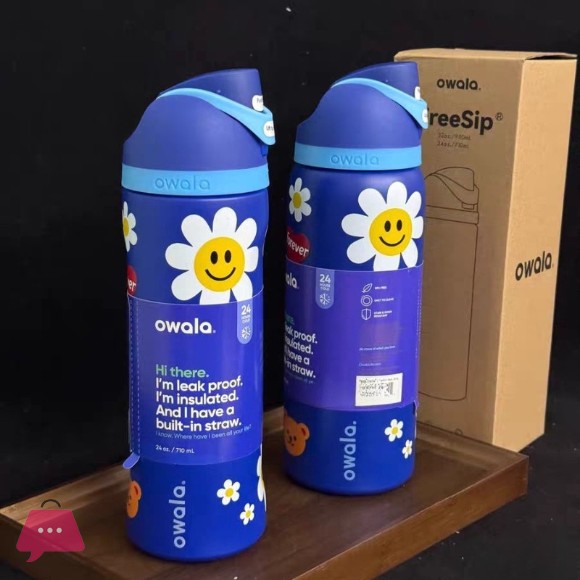 Owala Daisy & Bear wiggle FreeSip Insulated Stainless Steel Water Bottle 32oz