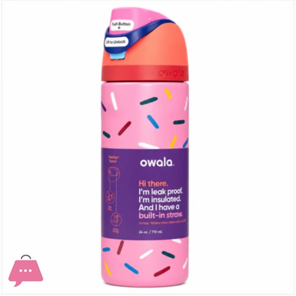Owala Freesip Water Bottle 24oz – Pink Sprinkles