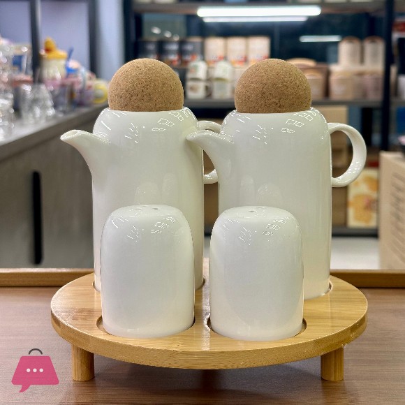 Porcelain 4-Piece Oil Bottle Set