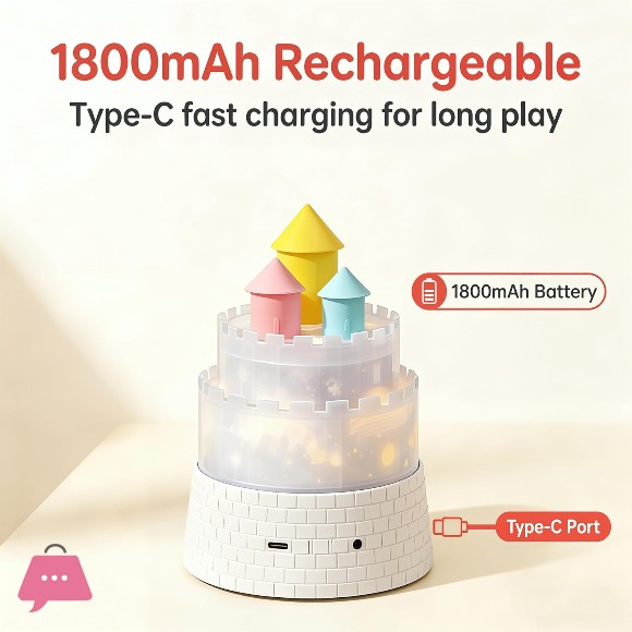 Princess Night Light for Kids - 360 Rotating Star Projector with 12 Music & 23 Films, Rechargeable