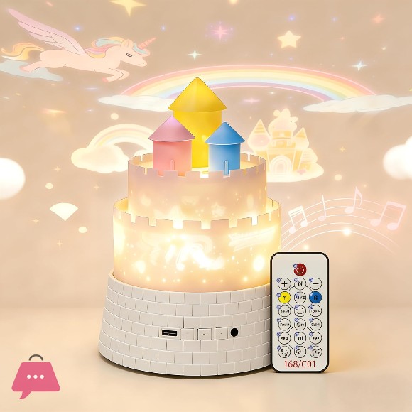 Princess Night Light for Kids - 360 Rotating Star Projector with 12 Music & 23 Films, Rechargeable