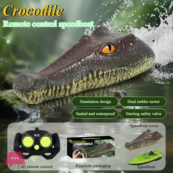 Realistic Crocodile & Python RC Boat - 2.4GHz Waterproof Remote Control Animal Ship, High-Speed Pool Toy Gift for Kids Adults