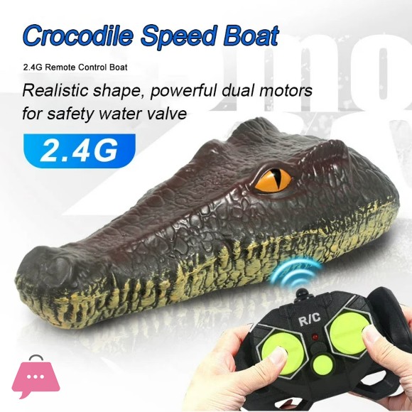 Realistic Crocodile & Python RC Boat - 2.4GHz Waterproof Remote Control Animal Ship, High-Speed Pool Toy Gift for Kids Adults