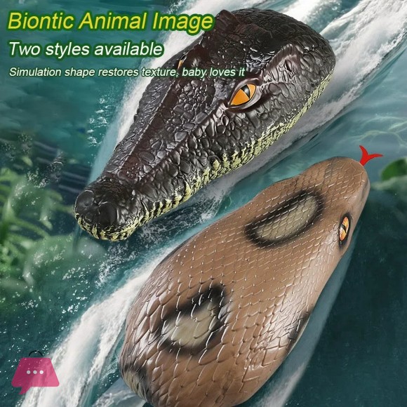 Realistic Crocodile & Python RC Boat - 2.4GHz Waterproof Remote Control Animal Ship, High-Speed Pool Toy Gift for Kids Adults