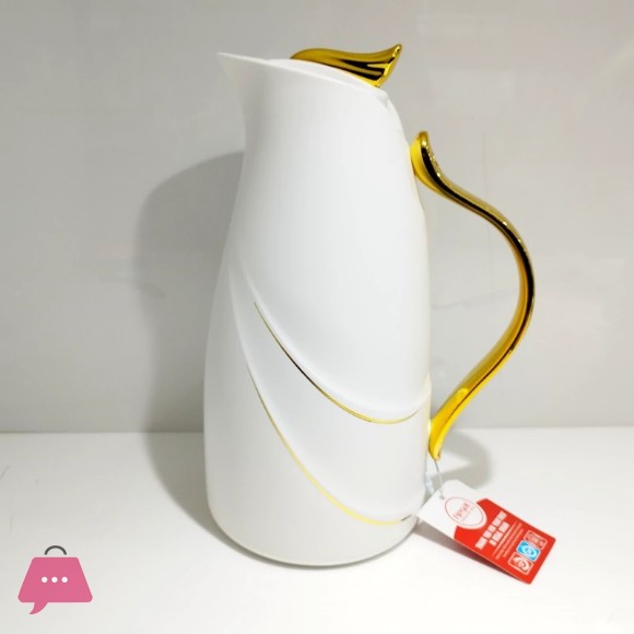 Regal Vacuum Jug 1.0 Liters – Thermal Flask with Glass Liner – Keeps Drinks Hot for 12 Hours & Cold for 24 Hours – Elegant Golden Design