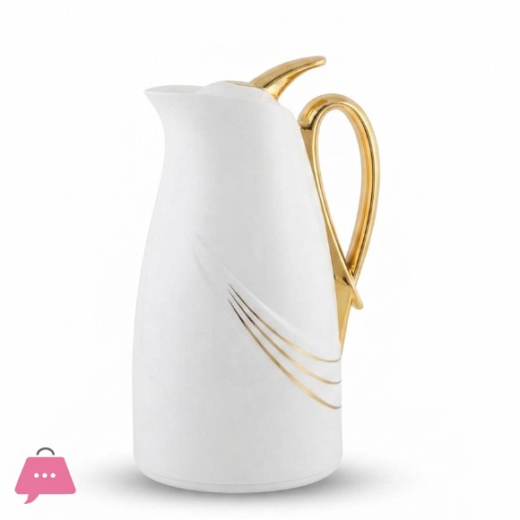Regal Vacuum Jug 1.0 Liters – Thermal Flask with Glass Liner – Keeps Drinks Hot for 12 Hours & Cold for 24 Hours – Elegant Golden Design
