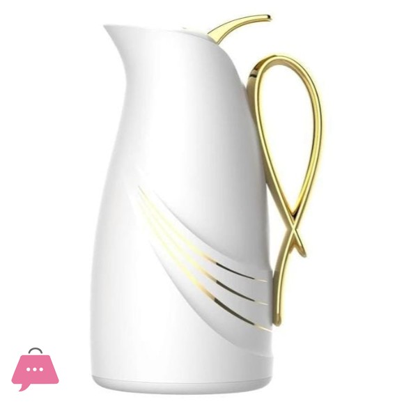 Regal Vacuum Jug 1.0 Liters – Thermal Flask with Glass Liner – Keeps Drinks Hot for 12 Hours & Cold for 24 Hours – Elegant Golden Design