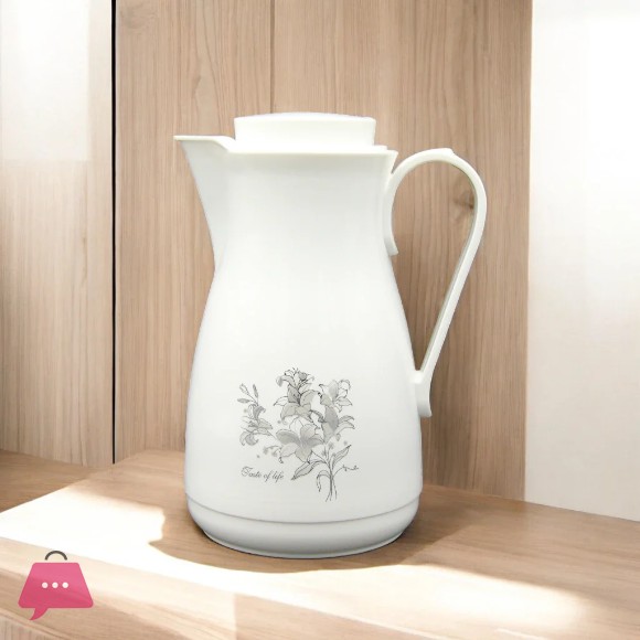 Regal Vacuum Jug 1.0 Liters – Thermal Flask with Glass Liner – Keeps Drinks Hot for 12 Hours & Cold for 24 Hours – Elegant Floral Design – Model REK