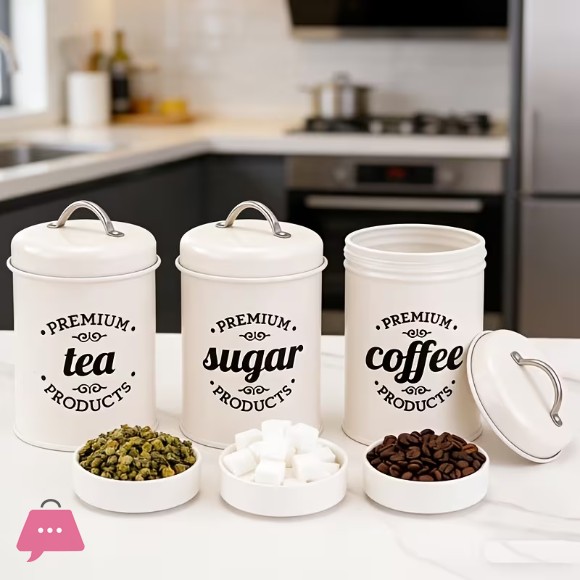 Retro Design Food Storage Container Set with Sealed Lid 3pcs