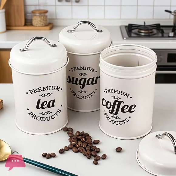 Retro Design Food Storage Container Set with Sealed Lid 3pcs