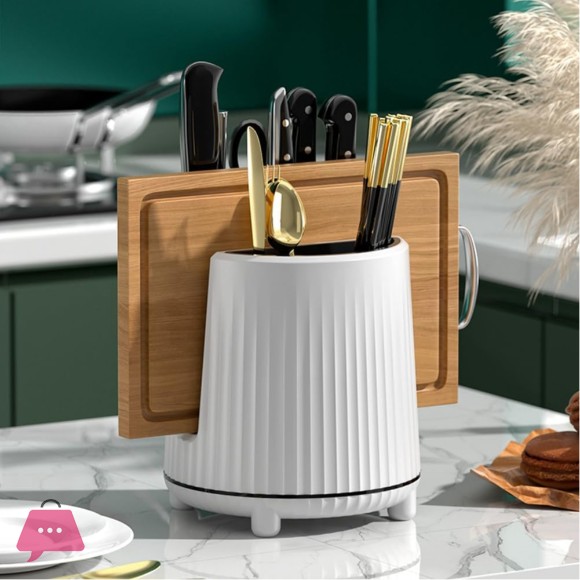 Rotary Knife Cutlery Holder Spoon Forks Storage Box Multifunctional Kitchen Storage