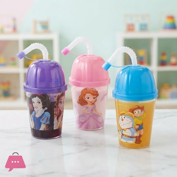 Kids Straw Cup - Leakproof & Durable Sipper with Cartoon Prints - Best for School & Travel