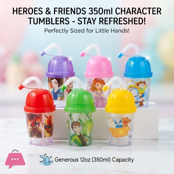 Kids Straw Cup - Leakproof & Durable Sipper with Cartoon Prints - Best for School & Travel