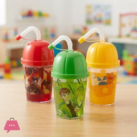 Kids Straw Cup - Leakproof & Durable Sipper with Cartoon Prints - Best for School & Travel