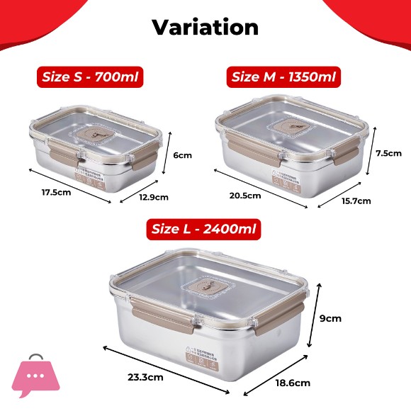 Microwaveable Stainless Steel Lunch Box Food Container Leak-proof Lid Bento Box
