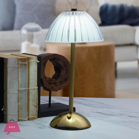 Mikasa Acrylic and Metal Rechargeable Cordless LED Lamp with Opaque Shade 5.9x5.9x11 Inch