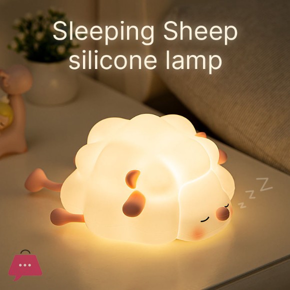 Cute Silicone Light Sheep Night Lamp for Kids Mini USB Rechargeable Sleep Tapping Light