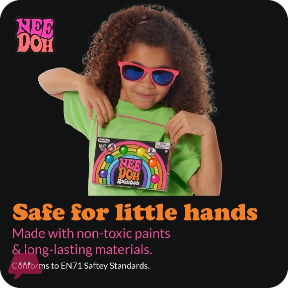 Schylling NeeDoh Rainboh Teenie - Sensory Squeeze Toy - Contains 6 Mini Groovy Globs - 1.5 Inch Wide - Multicolored