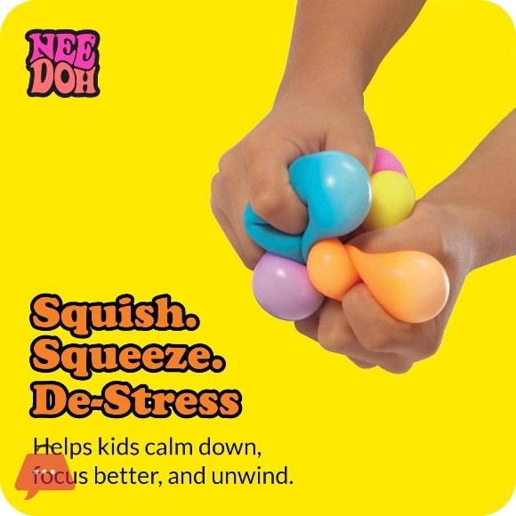 Schylling NeeDoh Rainboh Teenie - Sensory Squeeze Toy - Contains 6 Mini Groovy Globs - 1.5 Inch Wide - Multicolored