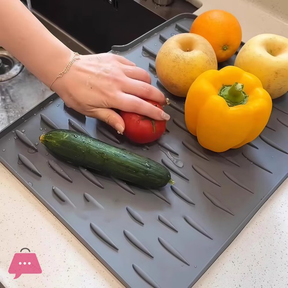 Silicone Sink Drain Mat Kitchen Dish Drain Drying Mat - Large
