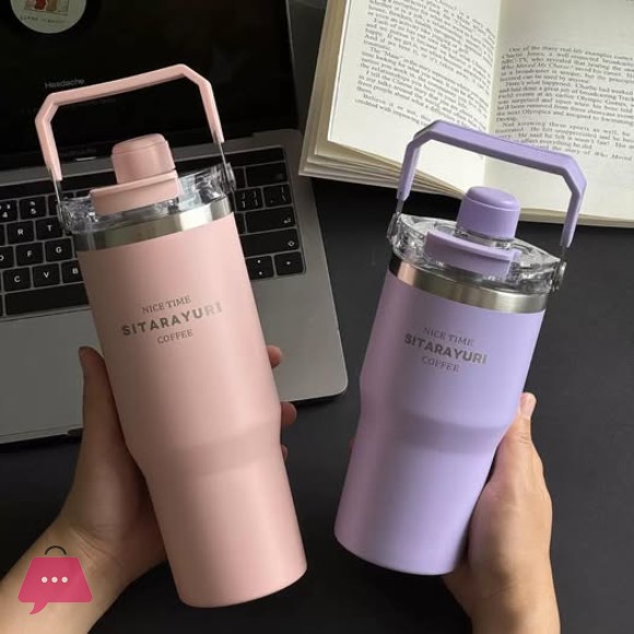 SITARAYURI Insulated Travel Tumbler with Handle Leakproof BPA Free 900ML