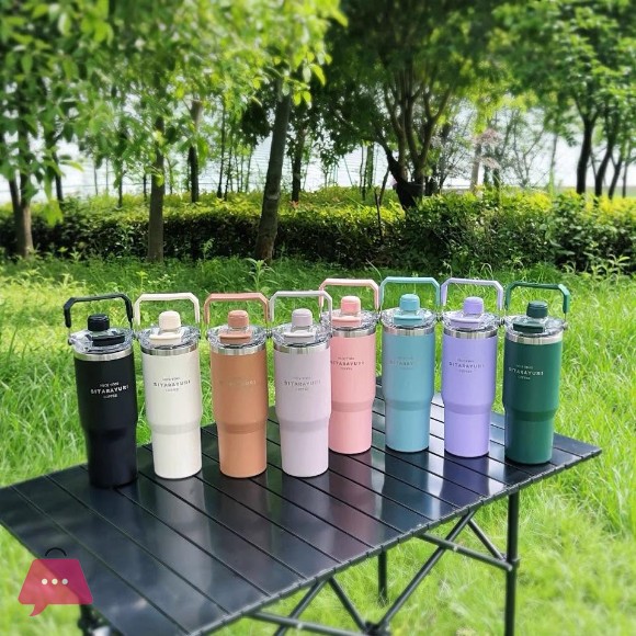 SITARAYURI Insulated Travel Tumbler with Handle Leakproof BPA Free 900ML