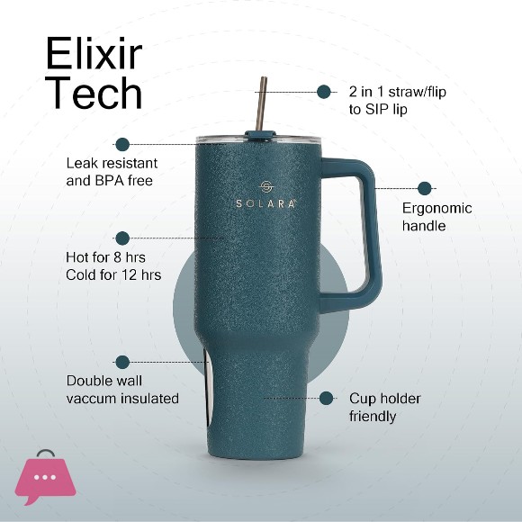 SOLARA Elixir 40oz 1200ml Insulated Stainless Steel Tumbler
