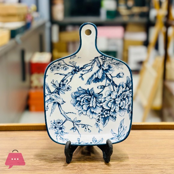 Boho Square Platter with Handle 6.6 inches
